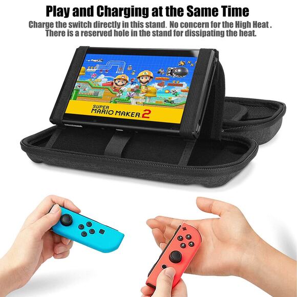 Carrying EVA Hard Shell Protective Case For Nintendo Switch & OLED - Black/Gray - Picture 4 of 11